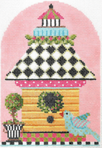 Kelly Clark Needlepoint - Yellow Clapboard Birdhouse